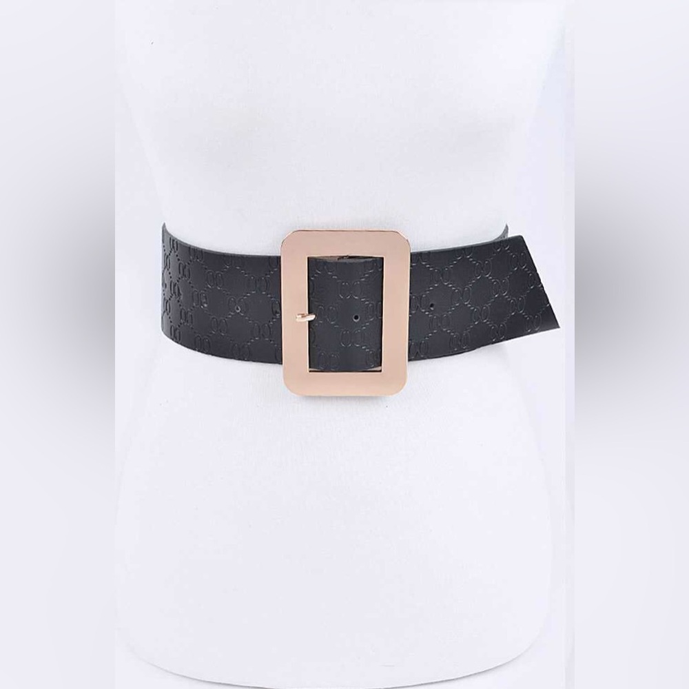 Plus Size Gold Logo Waist Chain Statement Belt